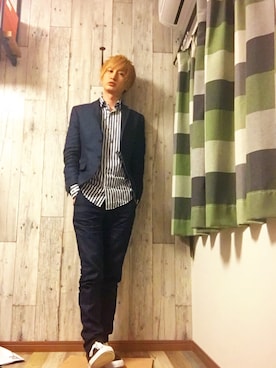 「STUDIOUS（ステュディオス）のアイテム（スニーカー）」を使った、うっちーさん（メンズ・171cm）の春コーディネート