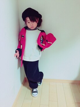 「BLOC（ブロック）のアイテム（ダッフルコート）」を使った、ma☺︎caさん（キッズ・100cm）の冬コーディネート