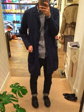 「トリッカーズ」｜「アイテム（その他アウター）」を使った、kouさん（メンズ・176cm）の冬コーディネート