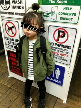 「Lee（リー）のアイテム（バックパック/リュック）」を使った、maaa…kaさん（キッズ・90cm）の春コーディネート