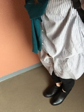 「雨」｜「アイテム（シャツワンピース）」を使った、べーやんさん（レディース・162cm）の春コーディネート