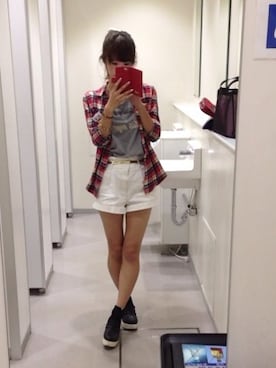 「アパレルスタッフ」｜「アイテム（その他シューズ）」を使った、s a k iさん（レディース・157cm）の夏コーディネート