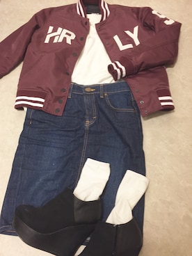 「Lee（リー）のアイテム（デニムスカート）」を使った、Merbさん（レディース・158cm）の秋コーディネート