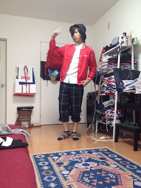 「Coca Cola（コカコーラ）のアイテム（スタジャン）」を使った、Dさん（メンズ・165cm）の秋コーディネート