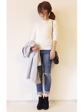 「N.（N. Natural Beauty Basic）（エヌエヌナチュラルビューティーベーシック）のアイテム（ブーティ）」を使った、mayさん（レディース・158cm）の秋コーディネート