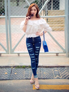 「 オフショルダー」｜chuuさん（レディース・168cm）の春コーディネート