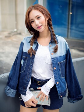 「Chuu」｜「アイテム（デニムジャケット）」を使った、chuuさん（レディース・164cm）の春コーディネート