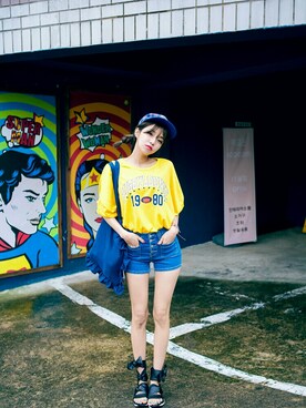 「chuu（チュー）のアイテム（トップス）」を使った、chuuさん（レディース・164cm）の春コーディネート