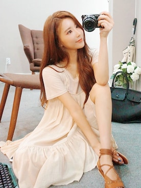 「chuu（チュー）のアイテム（トップス）」を使った、chuuさん（レディース・164cm）の夏コーディネート