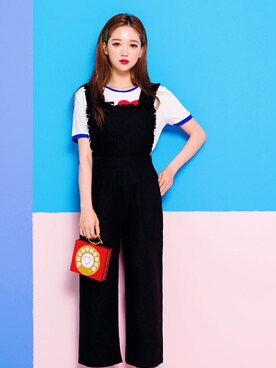 「chuu（チュー）のアイテム（オールインワン・サロペット）」を使った、chuuさん（レディース・163cm）の夏コーディネート