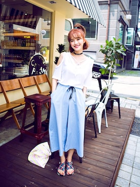 「スラックスパンツ」｜chuuさん（レディース・164cm）の夏コーディネート