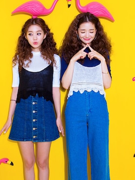 「chuu（チュー）のアイテム（トップス）」を使った、chuuさん（レディース・164cm）の夏コーディネート