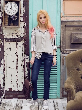 「chuu（チュー）のアイテム（パンツ）」を使った、chuuさん（レディース・164cm）の夏コーディネート