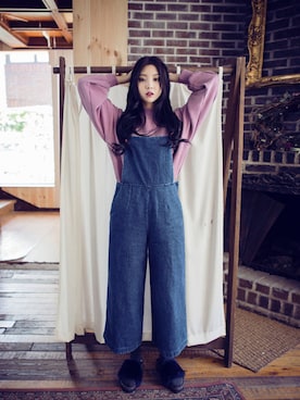 「chuu（チュー）のアイテム（オールインワン・サロペット）」を使った、chuuさん（レディース・164cm）の秋コーディネート