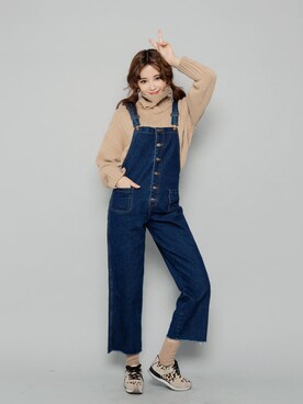 「chuu（チュー）のアイテム（オールインワン・サロペット）」を使った、chuuさん（レディース・164cm）の秋コーディネート