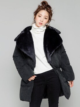 「Chuu」｜「アイテム（ダウンジャケット/コート）」を使った、chuuさん（レディース・164cm）の秋コーディネート