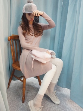 「白スキニー」｜chuuさん（レディース・164cm）の冬コーディネート