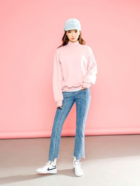 「アイテム（スウェット、ピンク系）」を使った、chuuさん（レディース・164cm）の冬コーディネート