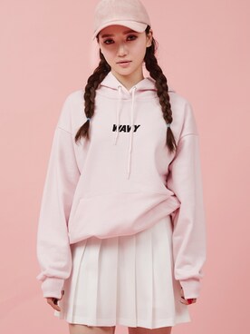 「chuu（チュー）のアイテム（パーカー）」を使った、chuuさん（レディース・164cm）の冬コーディネート