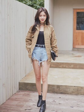 「chuu（チュー）のアイテム（ジャケット/アウター）」を使った、chuuさん（レディース・164cm）の夏コーディネート
