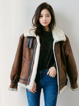 「chuu（チュー）のアイテム（ジャケット/アウター）」を使った、chuuさん（レディース・164cm）の冬コーディネート