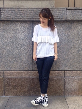 「nusy（ヌージー）のアイテム」を使った、ｉｙｕさん（レディース・157cm）の春コーディネート