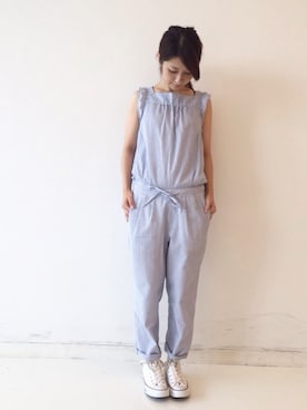 「haco!（ハコ）のアイテム（サロペット/オーバーオール）」を使った、ｉｙｕさん（レディース・157cm）の夏コーディネート