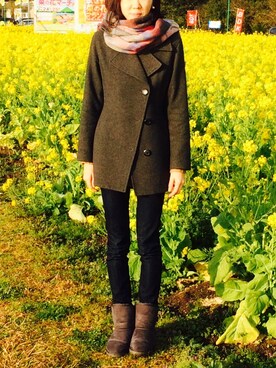 「UNIQLO（ユニクロ）のアイテム（デニムパンツ、ブルー系）」を使った、eさん（レディース）の冬コーディネート