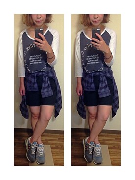 「NEW BALANCE（ニューバランス）のNew baranceスニーカー（スニーカー、グレー系）」を使った、mameさん（レディース）の夏コーディネート