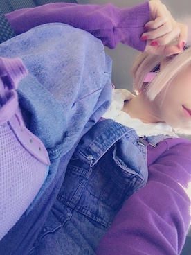 「アイテム（アクセサリー、パープル系）」を使った、yuriさん（レディース・158cm）の冬コーディネート