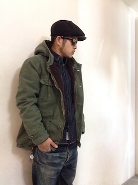 「CLUCT（クラクト）のアイテム（ジャケット/アウター）」を使った、Montitti17さん（メンズ・168cm）の冬コーディネート