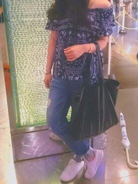 「アイテム（アナログ腕時計、ピンク系）」を使った、ちゃんもえさん（レディース・158cm）の夏コーディネート