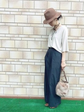 「UNIQLO（ユニクロ）のWOMEN オックスフォードワイドパンツ＋E（その他パンツ）」を使った、623.kさん（レディース・167cm）の秋コーディネート