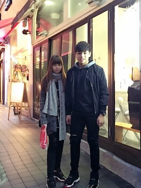 「B-SIDE（ビーサイド）のアイテム（ジャケット/アウター）」を使った、劉睿宏さん（メンズ・173cm）の冬コーディネート