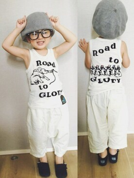 「F.O.KIDS（エフオーキッズ）のアイテム（タンクトップ）」を使った、AIISさん（キッズ・90cm）の夏コーディネート
