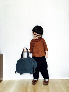 「handmade」｜「アイテム（モカシン/デッキシューズ）」を使った、AIISさん（キッズ・90cm）の秋コーディネート