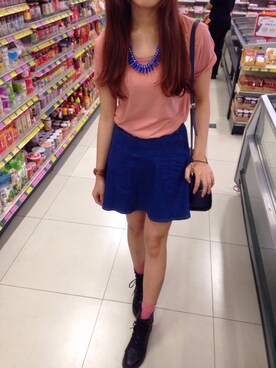 「アイテム（ネックレス、ブルー系）」を使った、YUさん（レディース・166cm）の夏コーディネート
