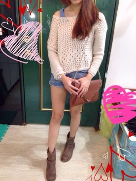 「NIXON（ニクソン）のアイテム（アナログ腕時計、オレンジ系）」を使った、YUさん（レディース・166cm）の夏コーディネート