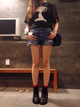 「TIFFANY&Co.（ティファニー）のアイテム（ネックレス、シルバー系）」を使った、YUさん（レディース・166cm）の夏コーディネート