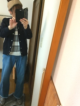 「BEAMS BOY（ビームスボーイ）のアイテム（スタジャン）」を使った、hakuさん（レディース・165cm）の秋コーディネート