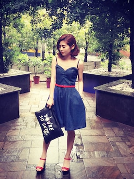 「streetsnap」｜「アイテム（ワンピース/ドレス）」を使った、7crashさん（レディース・155cm）の夏コーディネート