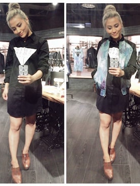 「アイテム（ライダースジャケット）」を使った、7crashさん（レディース・160cm）の夏コーディネート