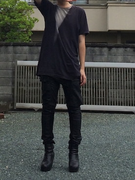 「DRKSHDW（ダークシャドウ）のアイテム（トップス）」を使った、sh0hey?さん（メンズ・168cm）の夏コーディネート