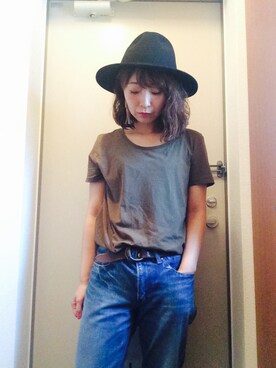 「残暑コーデ」｜「アイテム（帽子）」を使った、kaoriさん（レディース・152cm）の秋コーディネート