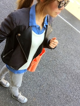 「アイテム（トートバッグ、オレンジ系）」を使った、AsuKaさん（レディース・155cm）の春コーディネート