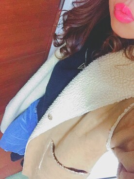 「学校」｜「アイテム（ムートンコート）」を使った、おちび💋さん（レディース・151cm）の冬コーディネート