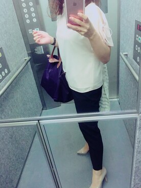 「お仕事スタイル」｜「アイテム（スラックス）」を使った、mico.aさん（レディース・148cm）の夏コーディネート