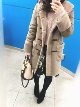 「LD prime（エルディープライム）のアイテム（スカート、ブラック系）」を使った、すあまさん（レディース・156cm）の冬コーディネート