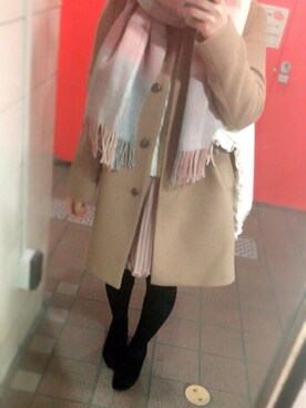 「UNIQLO（ユニクロ）のアイテム（ジャケット/アウター、ベージュ系）」を使った、すあまさん（レディース・156cm）の冬コーディネート