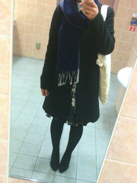 「LD prime（エルディープライム）のアイテム（スカート、ブラック系）」を使った、すあまさん（レディース・156cm）の冬コーディネート